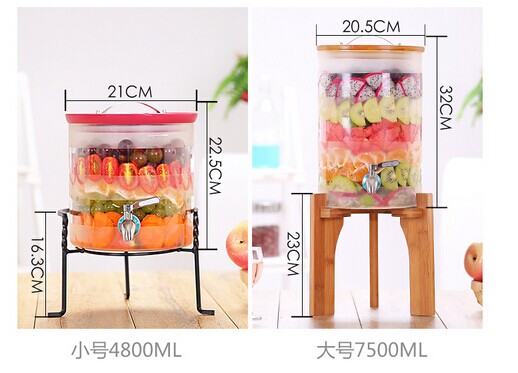 Heat Resistant Glass Jar Ice Tea Beverage Dispenser with Screw On Lid - 4.8L/7.5L Capacity - Stainless Steel Faucet