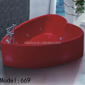 Nuovo disegno acrilico di colore rosso bagno di cuore a forma di vasca da bagno