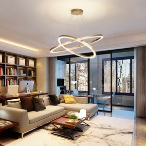 Simig illuminazione moderna di lusso in acrilico lampada ad anello d'oro a spirale lampada a sospensione a doppia altezza <span class=keywords><strong>lampadario</strong></span> da soggiorno - Product Image 3