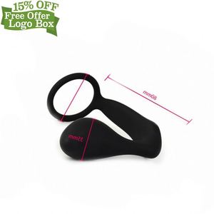Kostenlose individuelle Schachtel  wasserdichtes Silikon-Spielzeug zum Sexvibrieren Po-Splug Prostata-Massagegerät mit Penisring - Product Image 3