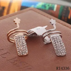 New products 2015 rhinestone finger nail ring jewelry