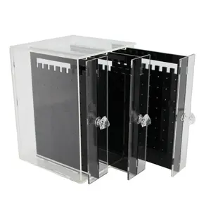 3 cassetti neri Fashion Design scatola di immagazzinaggio di gioielli in acrilico trasparente organizzatore orecchino espositore vetrina supporto per collana