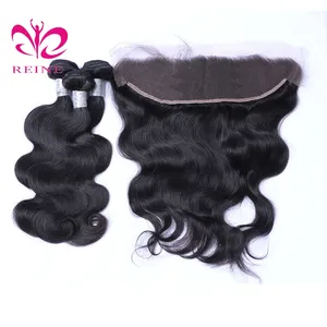 Brasilianische Haar körper welle reines menschenhaar Bundles mit 13x4 Spitze Frontal Verschluss 100% Menschliches Haar 3 Bundles mit Frontal