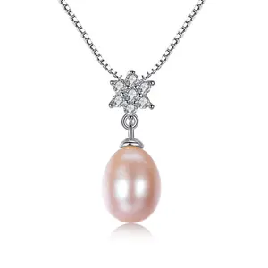 Xmxczcity — collier avec pendentif en argent Sterling 925, perle en Rhodium plaqué, style Vintage, eau douce, 8-9mm