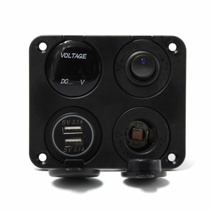 DS 12 V Coche/Marin Toma <span class=keywords><strong>Del</strong></span> Encendedor + de Doble <span class=keywords><strong>Puerto</strong></span> USB Adaptador de Cargador + Voltímetro + estrella interruptor - Product Image 6
