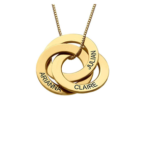 Anillo ruso personalizado grabado nombre collar 3 colores joyería para mujer hombre - Product Image 1