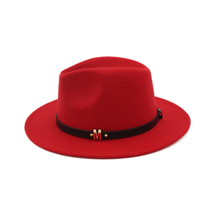 HUDANHUWEI all'ingrosso Unisex Panama cappelli in feltro Fedora da <span class=keywords><strong>uomo</strong></span> cappelli Fedora con decorazione M lettera cinturino in pelle - Product Image 3