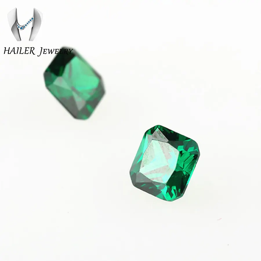 Per Carat Synthetic Green Gemstones Colombian Emerald AAA Square Emerald Princess Cut Stone Emerald Stone for Sale HLEM004 4*4mm