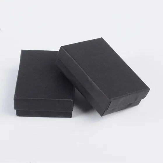9x6.5x2.8cm Cardboard Jewelry Set Packaging Gift Wedding Boxes For Necklaces Earrings and Rings, Rectangle, Black