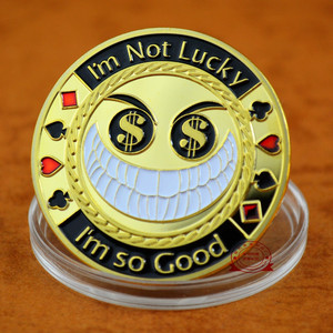 Recuerdo de metal dorado personalizado, moneda de Chips de Casino con sonrisa - Product Image 3