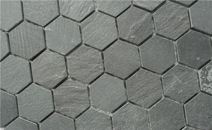 Carrelage en marbre, nid d'abeille, mosaïque en forme de hexagone, matériau, carrelage noir - Product Image 3