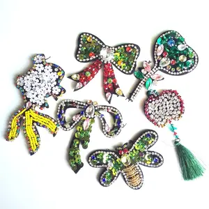 2019 STOCK Wholesale various designs Sew on Beaded Patches for garments ,Shoes and Bag