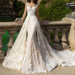 Elegante Abito da Sposa con Applicazioni in Pizzo, Scollatura a Cuore e Gonna Staccabile, Modello Sirena 2020 WF055 - Product Image 5