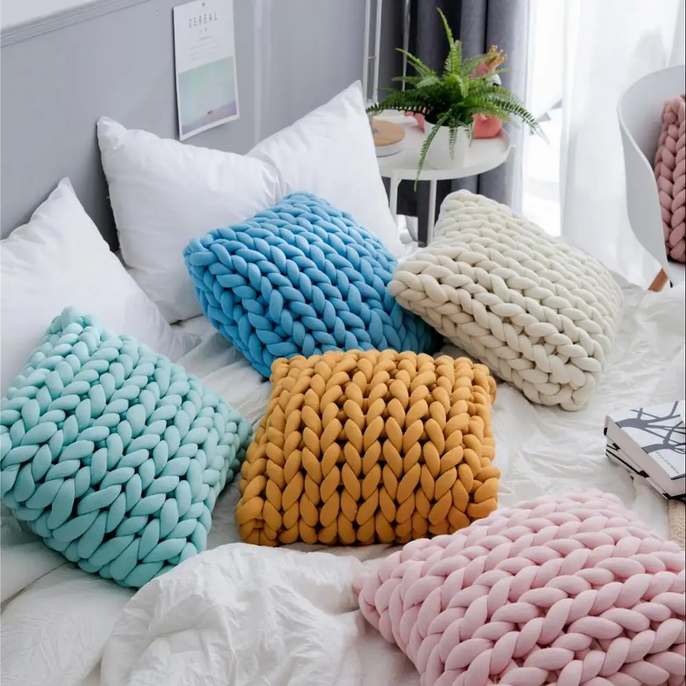 Trk Chunky Knit Pillow Cover Decorative Sofa Handmade Cushion