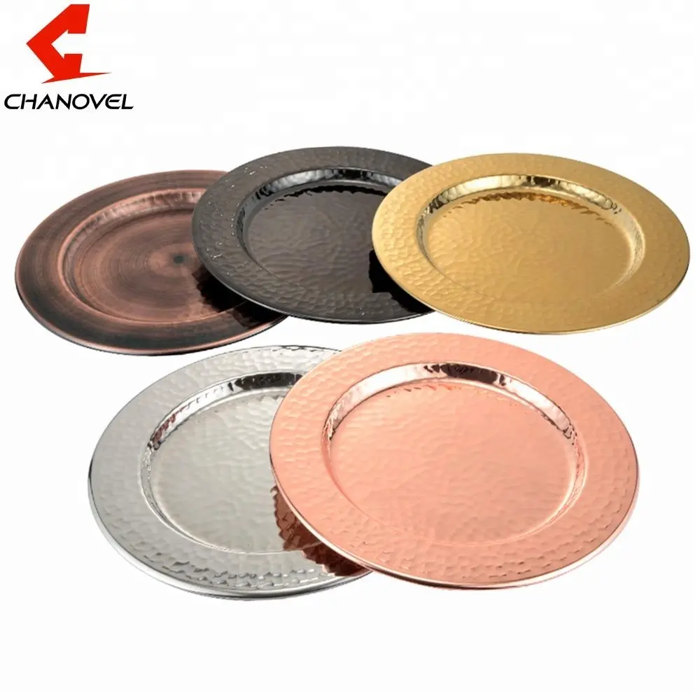 Wholesale polishing rose gold silver charger plates stainless steel serving tray