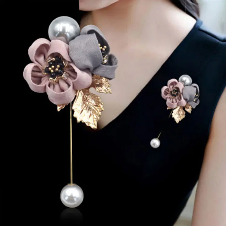 Hot sale Women's Vintage Fabric Floral Brooch Lapel Pin Wholesale Classic Hijab Brooch Pins for Women