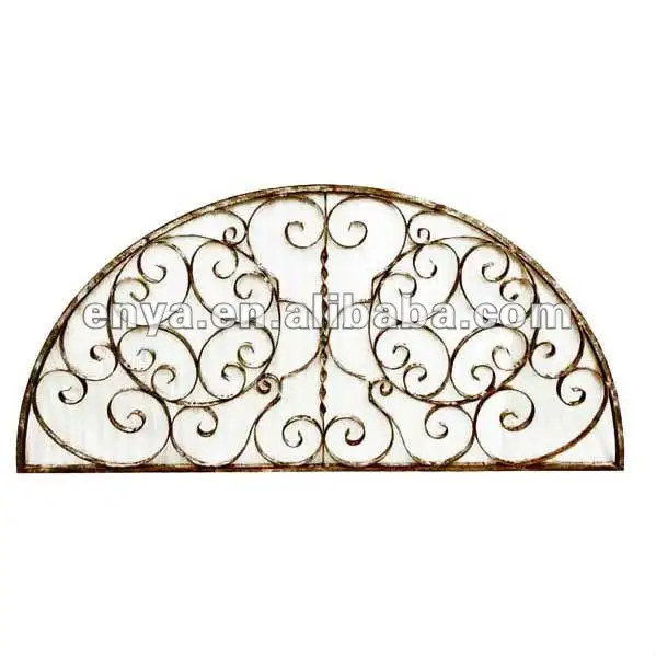 Fenêtre Ornementale Demi-lune Style Antique - Fonte/rouille - 44x86 Cm