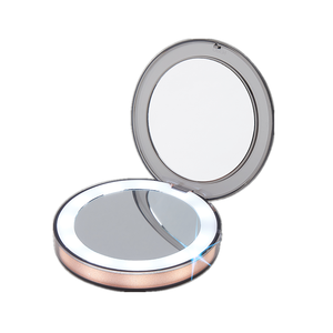 Miroir de poche <span class=keywords><strong>compact</strong></span> de voyage grossissant 1X 3X avec éclairage, miroir de maquillage avec lumières LED réglables en luminosité - Product Image 1