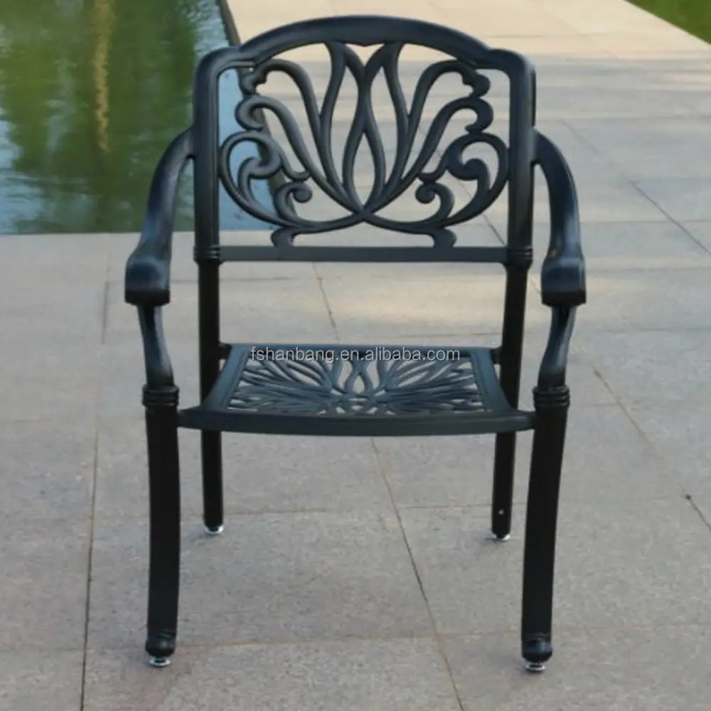 Chaise de jardin d'extérieur en aluminium, noir et blanc, Bronze