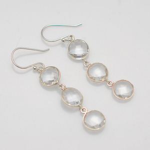 Boucles d'oreilles en argent sterling 925, pierres précieuses à Quartz, cristal - Product Image 1