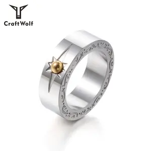 Craft Wolf New Fashion Stainless Steel Couple Ring Titanium Steel Totem Ring Gold Pointing Ring