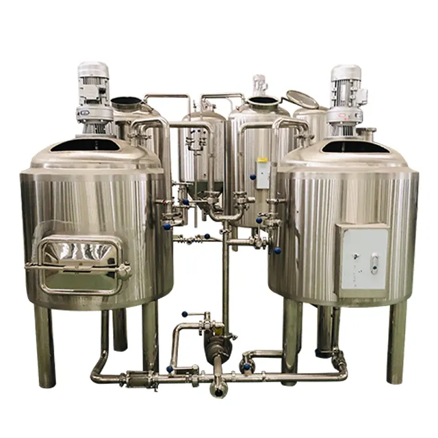 Barris de cerveja Mini equipamento de cozinha para fabricação de cerveja Máquina de cerveja PLC de aço inoxidável Equipamento para restaurante Mini planta de álcool 500 kg