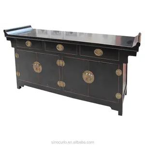 Çin songshi antika mobilya ahşap siyah lake konsol büfe