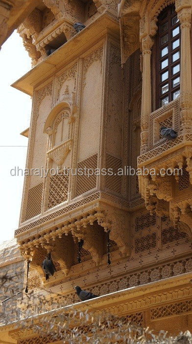 Желтый нефритовый песчаник, наружный декор, резьба по камню