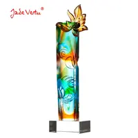 Spécial pate de verre liuli cristal fleur trophée pour entreprise