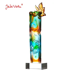 Jadevertu Sonderform Award Pate de Verre Liuli Award Kristall blume Trophäe Geschäft Lotus Seerose