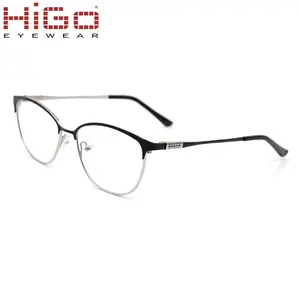Wenzhou higo-gafas con bisagra de resorte de acero inoxidable, lentes ópticas de buen aspecto, marcos de metal para venta al por mayor