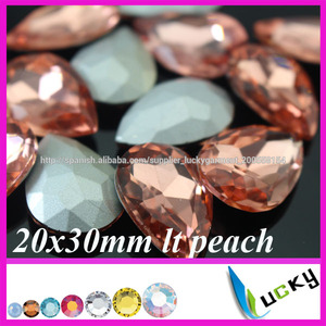 Comercio al por mayor de lágrima rhinestones melocotón luz perlas de cristal de colores para la decoración - Product Image 2