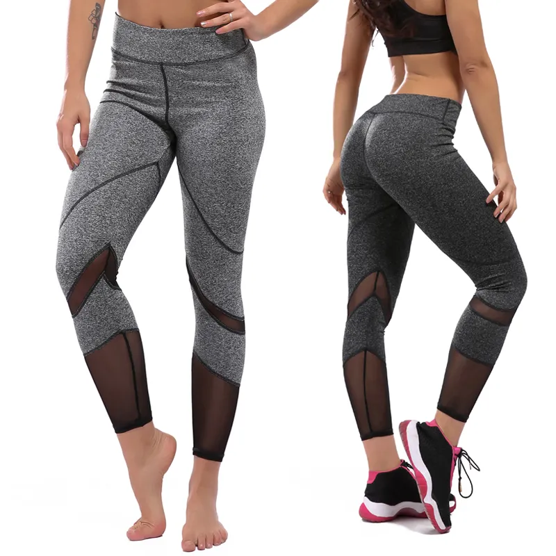 Benutzerdefinierte Sexy Sport Fitness Gym Leggings/Strumpfhosen Heißer Mädchen Mesh Yoga Hosen