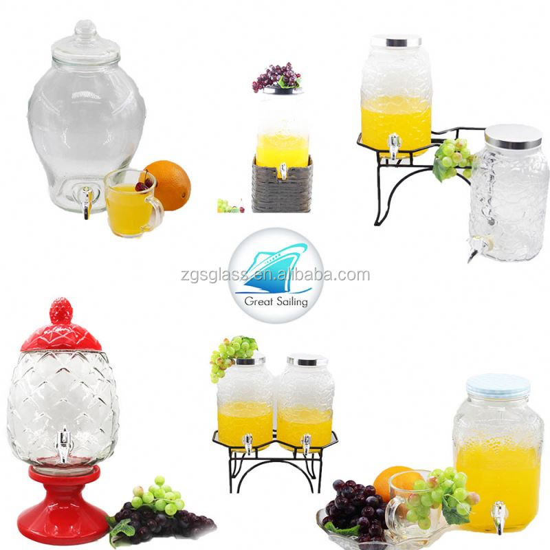 Personnalisé 10l Grand Rond Géant Verre Mason Jar Distributeur de Boissons Avec Couvercles Et Titulaire