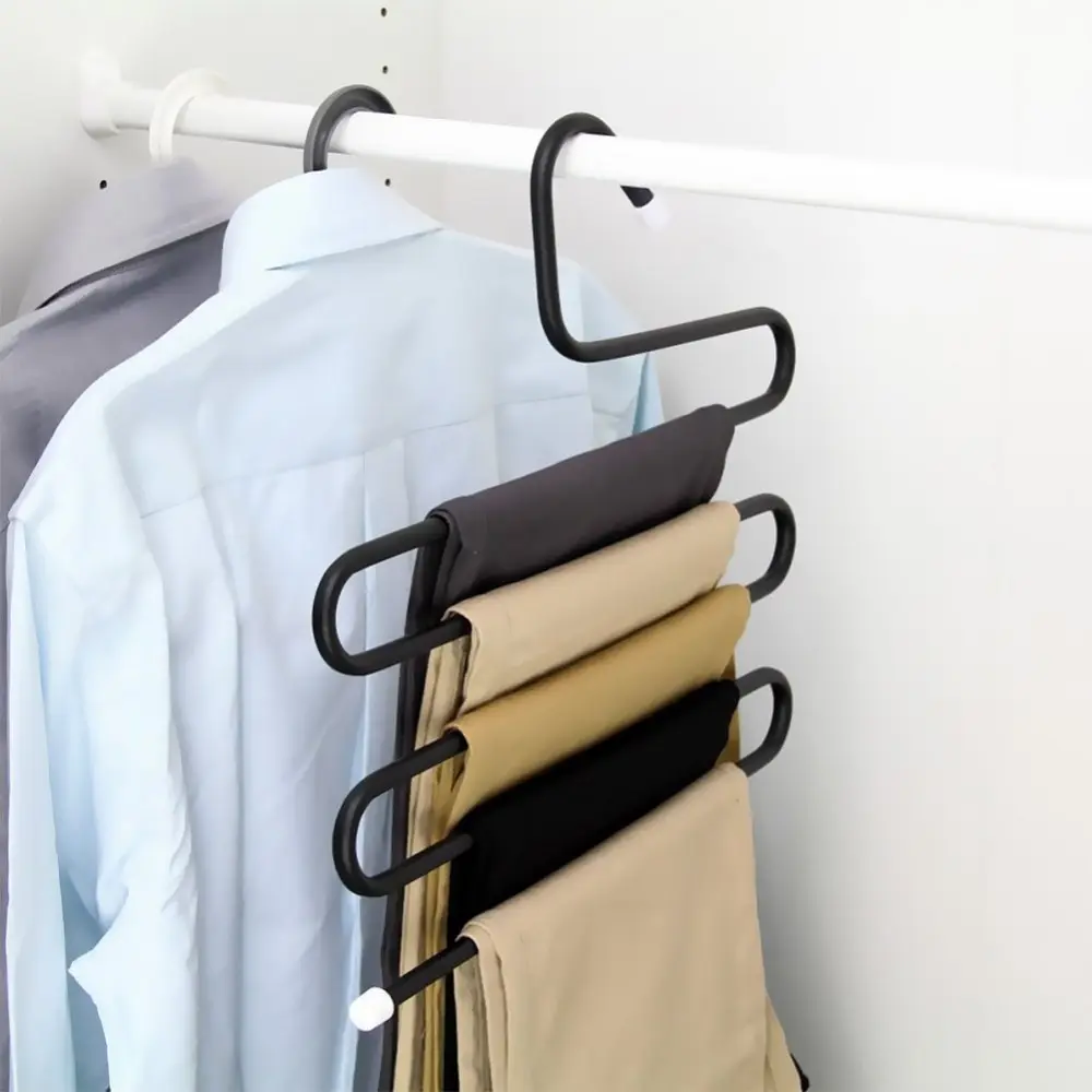 Inspring S-type 5 layers Multi-Purpose Magic Closet Hangers Space Saver Storage Metal Rack for Hanging Jeans  Trouser  Scarf