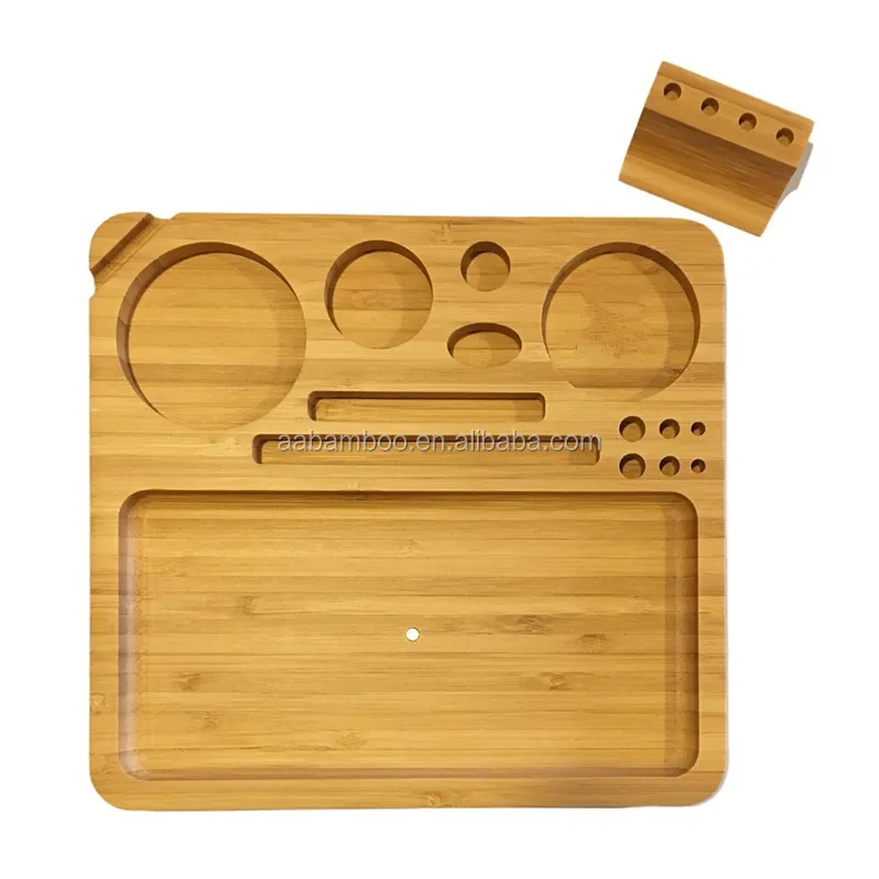 large customized bamboo rolling tray smoke for raw