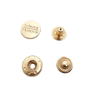 Quan zhou Gold Plated Custom Logo Emboss Metal Snap Press Button with logo