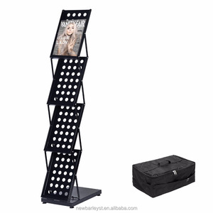 Có thể gập Pop Up 4 Túi Tạp Chí Văn Học Brochure Danh Mục Chủ Rack Đứng Với Xách Tay Nhôm Oxford Trường Hợp Đối Với Hiển Thị - Product Image 1