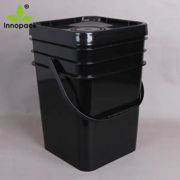 Cubo de plástico cuadrado con tapa, personalizado, 20 litros, venta al por mayor