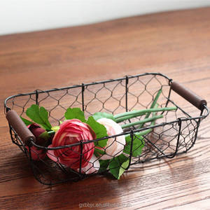 Muti-purpose all'ingrosso stile <span class=keywords><strong>Vintage</strong></span> rete metallica cesto di frutta con manico in legno per frutta Apple titolare - Product Image 1