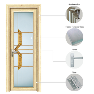 Les portes battantes simples les plus populaires pour toilettes intérieures, portes <span class=keywords><strong>de</strong></span> salle <span class=keywords><strong>de</strong></span> bain en aluminium, portes <span class=keywords><strong>de</strong></span> toilettes en verre dépoli - Product Image 2