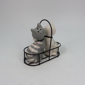 Couple <span class=keywords><strong>chat</strong></span> forme en céramique sel et poivre shaker - Product Image 2