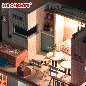 <span class=keywords><strong>Maison</strong></span> de poupée miniature <span class=keywords><strong>en</strong></span> bois faite à la main Knowme K-034 rose avec LED, kits de <span class=keywords><strong>maison</strong></span> de café miniature DIY - Product Image 6