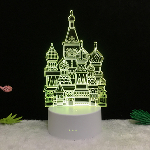 3D оптический прозрачный замок модель панели освещения ночью <span class=keywords><strong>7</strong></span> цветов изменить USB нажатием кнопки LED Настольная лампа - Product Image 3