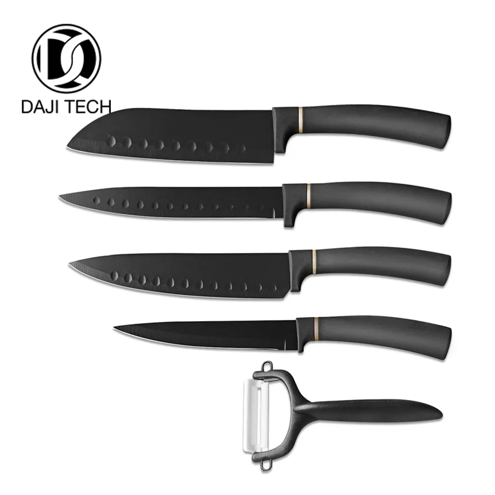 5pcs set Black blade Non stick Sharp Ceramic Coating 3"4"5"6" Kitchen Knife Set