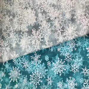 Glass Organza Fabric Glitter Snowflake Pattern Glass Organza Fabric