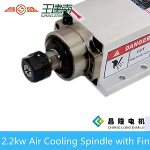 Husillo de enrutador CNC de China, motor de husillo eléctrico refrigerado por aire de 2,2 kW con aleta