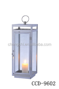Giardino esterno Vintage antico vetro speciale in metallo acciaio inossidabile candela grande lanterna decorativa nozze argento lanterna - Product Image 6