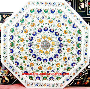 Exclusive White Marble Pietra Dura Table Top - Product Image 1