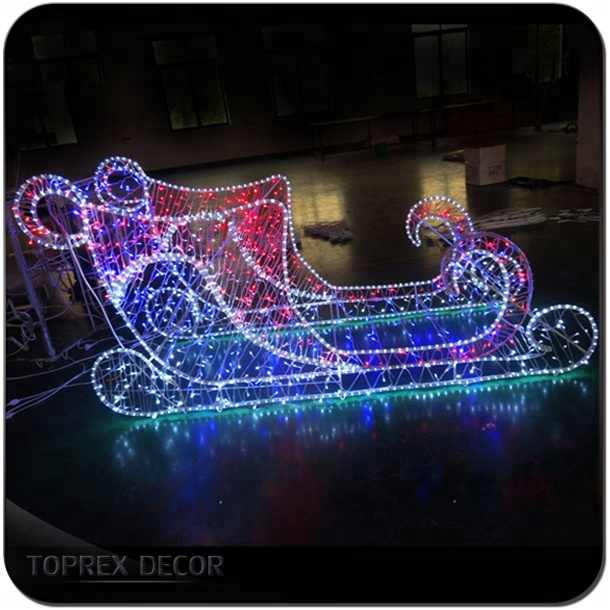Santa Sleigh and Reindeer - Life Size LED Christmas Lights